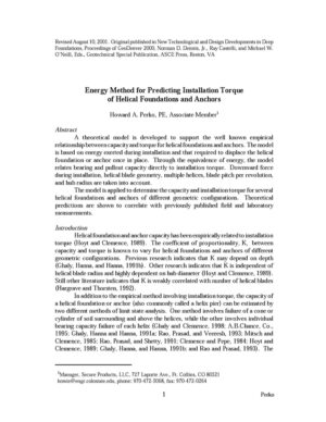 Energy Method for Predicting Torque